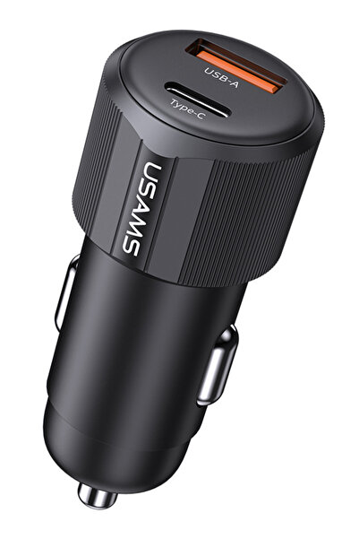 Usams φορτιστής αυτοκινήτου CC283, USB & USB-C, 60W, μαύρος