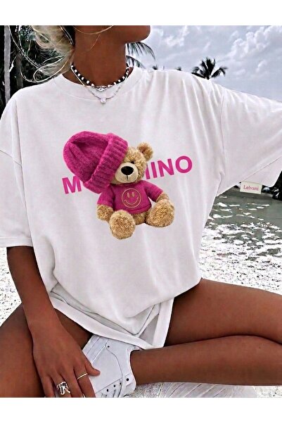 LELVANİ Unisex Colorful Teddy Cool Printed Crewneck T-Shirt