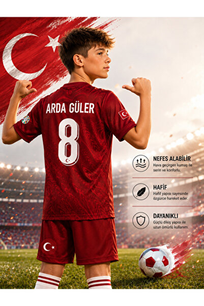 tahaspor ARDA GÜLER TÜRKİYE MİLLİ TAKIM ÇOCUK FUTBOL FORMASI KIRMIZI 4 PARÇA ...
