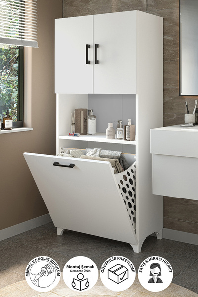 Empressco Çok Amaçlı Dolap Banyo Dolabı Kirli Çamaşır Sepeti Dolabı Damla Bey...