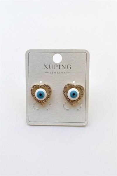 atastore2017 Nazar Heart Earrings - Gold