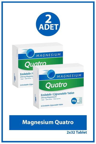 Assos İlaç Magnesium Quatro 32 Çiğnenebilir Tablet 2 Adet