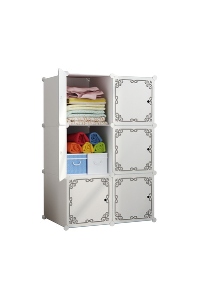 AT Performance Dulap modular pentru copii, Alb, AT PERFORMANCE®, 6 rafturi, d...