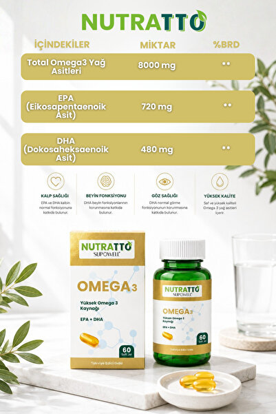 nutratto Omega 3 Balık Yağı Takviyesi Softjel Form 60 Kapsül Supowell