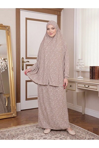 İSTDONATELLA Women's Prayer Gown - Two-Piece Flower-Patterned Seasonal Sweat-...