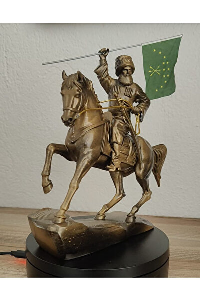 Butik Adige Bayraklı Atlı Figür biblo gold renk biblo