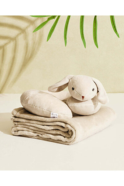 REDTAG Grey Blanket & Neck Pillow Set