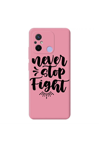 Other Xiaomi Redmi 12C Never stop fight Pink Colored Silicone TPU Θήκη