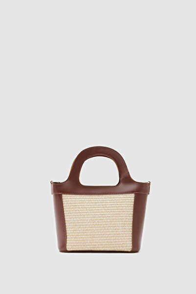 Shule Bags Costa Wicker Handbag and Crossbody Bag Brown