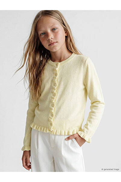 LC Waikiki Vizyon New Season Ruffled Girls' Knitwear Cardigan