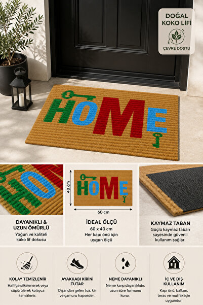Mariesse Home Home Key Patterned Non-Slip Base Decorative Door Mat 40X60 cm