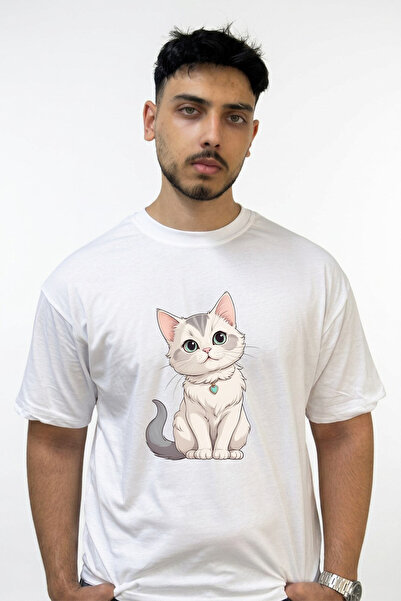 Anetos Anime Cat_2 dizajn, štampana velika bela majica
