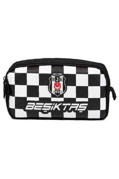 Beşiktaş حقيبة أقلام مدرسية للأولاد بتصميم عينين، باللونين الأبيض والأسود - 2...
