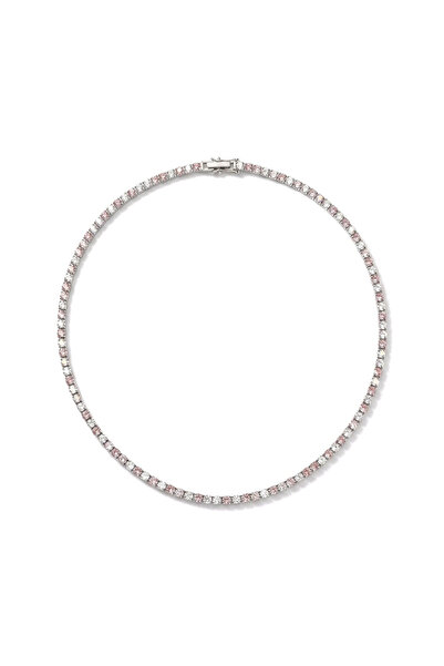 h&b design jewel Steel Silver Thin Pink White Waterway Necklace