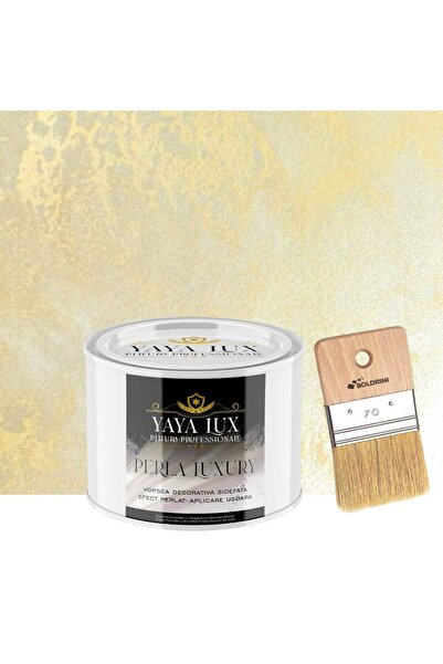 YaYa Color Vopsea Decorativă Perla Luxury Crem 0,5L cu fulgi perlați – Pensul...