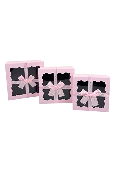 AFO Set 3 Cutii Patrate cu Capac Transparent Beautiful Day Roz