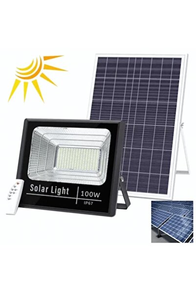 Jortan Proiector solar LED, 100W, Telecomandă, Senzor crepuscular, Durată de ...