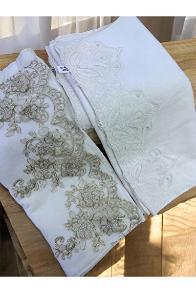 TUTUYA TEXTIL 2 Li Fransız Güpürlü Çeyizlik 50x90 Prosop de catifea pentru mâ...