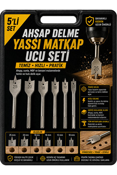Ufak Tefek Şeyler 6'lı Yaprak Matkap Ucu Seti Ahşap Delme Ve Delik Açma Panç ...