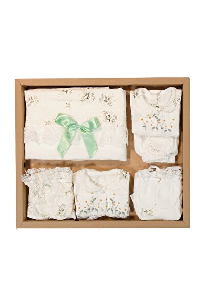 MODA Flower Embossed 0-3 Months Muslin 10-Piece Hospital Release Zibin Set