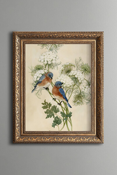 epiqart Blue Birds - Vintage Patterned Painting - Thick Model