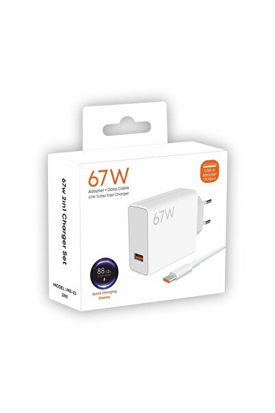 67W Turbo Hızlı Şarj Adaptörü Ve Data Kablosu Beyaz Ms-22