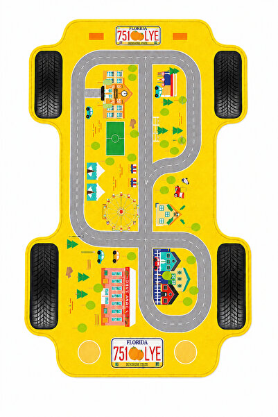 Rugs Modern Halı SDT Araba Desenli Çocuk Odası Modern Dokuma Taban Dekoratif ...
