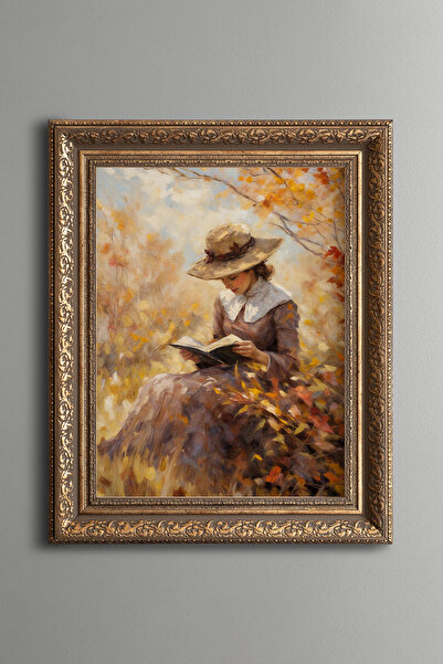 epiqart امرأة تقرأ كتابًا - لوحة بنمط عتيق - نموذج سميك