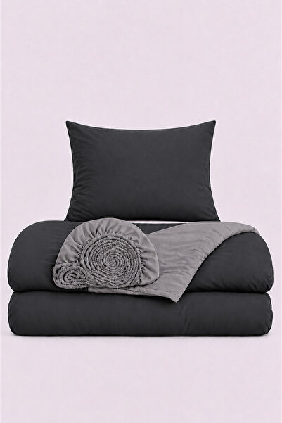 İQON Elastic Sheet Duvet Cover Set Single Size Outlt1 Antrs-Grey