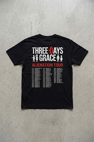 Köstebek Black Three Days Grace Alienation Tour Unisex Y2K T-Shirt
