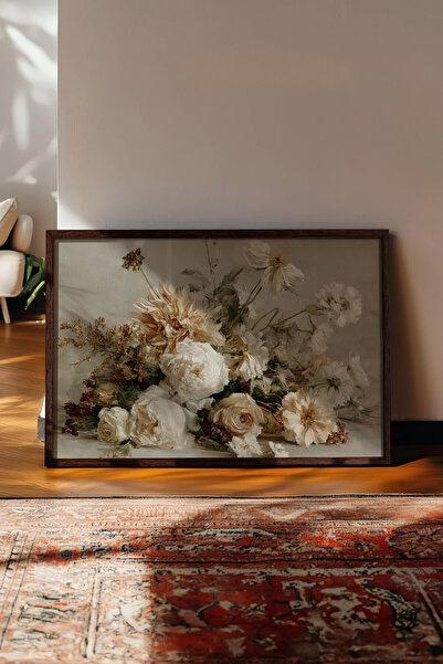 Zestia Tablou de perete orizontal vintage, aranjament de flori uscate vintage...