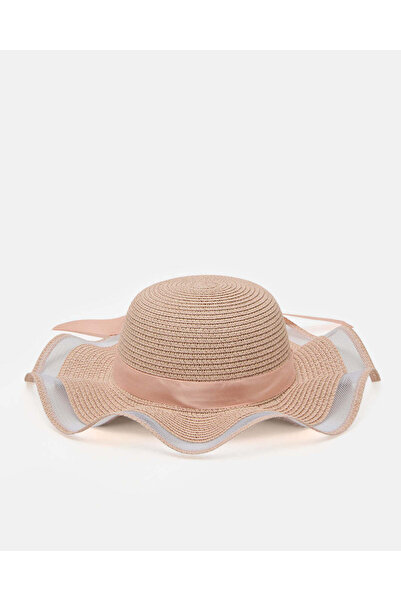REDTAG Girls Beige And Pink Embellished Hat With Bow