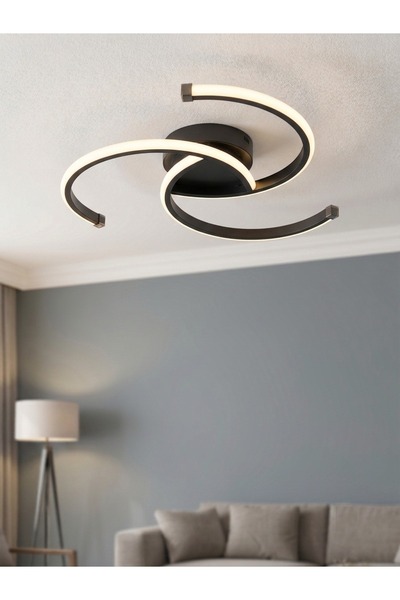 Lzy Avize Store Cosmo Ceiling Tasarım Led Avize Siyah - 3 Renk Modlu Yatak Od...