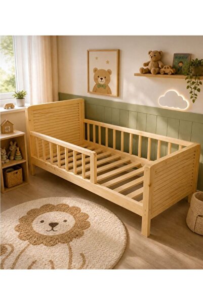 WOODENSA Dogal Ahsap Çocuk Ve Yetiskin Yatagi Karyola Ayakli 90x190x21 Cm Kry004