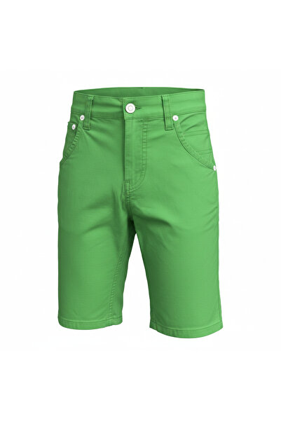 Generic name it. Kids' Bright Green Button-Fly Woven Cotton Shorts