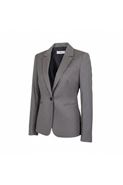 MNG Women's Grey Single-Button Tailored Blazer