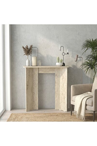 UnicUtil Masă Decorativă Travertin, Consolă din PAL pentru Living, Hol, Dormi...