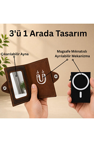 ZAZANI 3'ü 1 Arada Kişiselleştirilebilir Hakiki Deri Cüzdan – Ayrılabilir Mag...