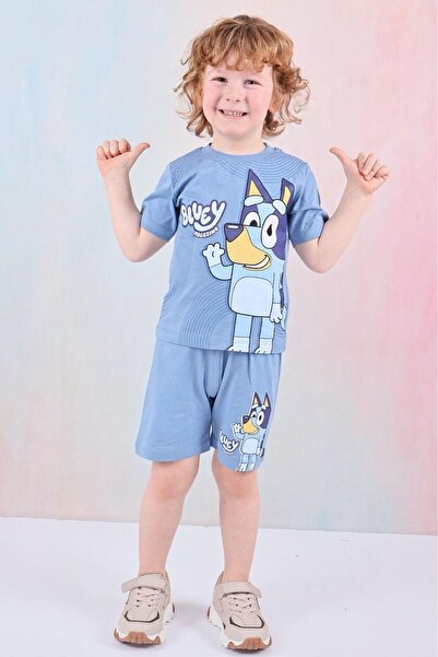 LUFFY KİDS Printed Boys' T-Shirt and Shorts Set - 1077