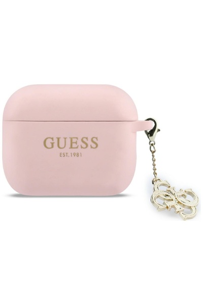 Guess Husă din silicon 4G Charm pentru AirPods Pro 3, Roz