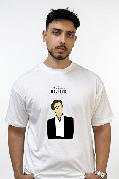 Anetos RM Grammys Design Τυπωμένο Υπερμεγέθες Λευκό T-Shirt