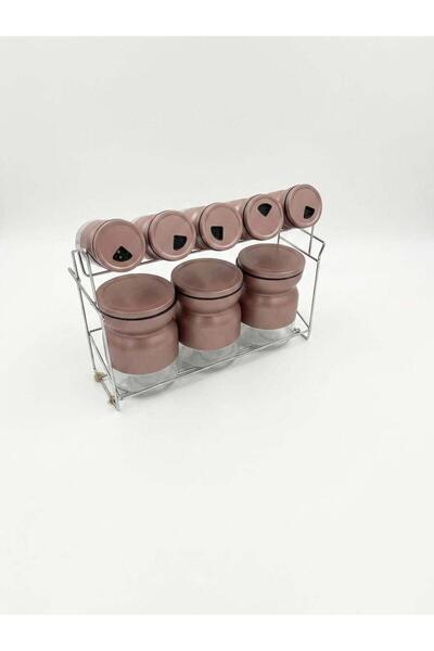 Altabi Modern Design Multi-Purpose Spice Set with Metal Stand Rosegold