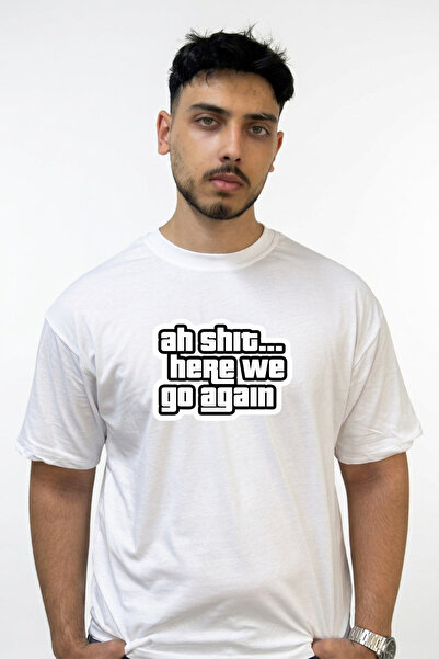 Anetos Grand Theft Auto Design Printed Oversize White T-Shirt
