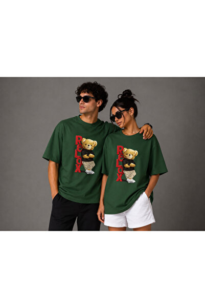 FECCY Premium Relax Printed Unisex Oversize Women's T-Shirt Men's T-Shirt Cot...