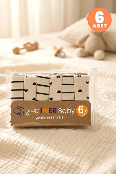 Just inner Baby Girl 6-Piece Cotton Mouth Wipes Set with Heart Stripes in Box...
