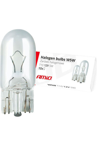 AMIO Λάμπες Αυτοκινήτου W2.1X9.5D / W5W Αλογόνου 12V 5W 10 τεμάχια