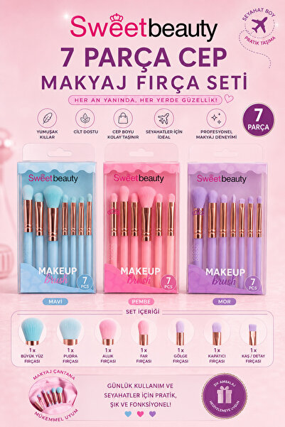 MİM Derma Pocket Makeup Brush Set of 7 – Travel Size Mini Makeup Brushes