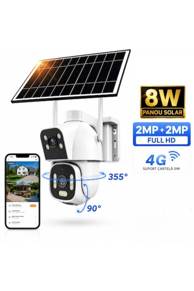 Vala Tech 4G eSIM 4MP Ηλιακή Κάμερα Παρακολούθησης Διπλού Φακού (Bullet+Dome)...