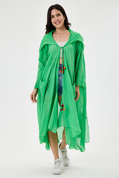 della moor Women's Green Witch Hooded Bohemian Kaftan Size 38 - 44