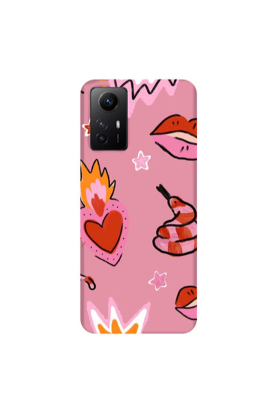 Other Xiaomi Redmi Note 12s Snake heart Pink Colored Silicone TPU Θήκη
